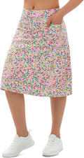 Women's Midi Length Skort with 3 Pockets - Modest 24 in Fit