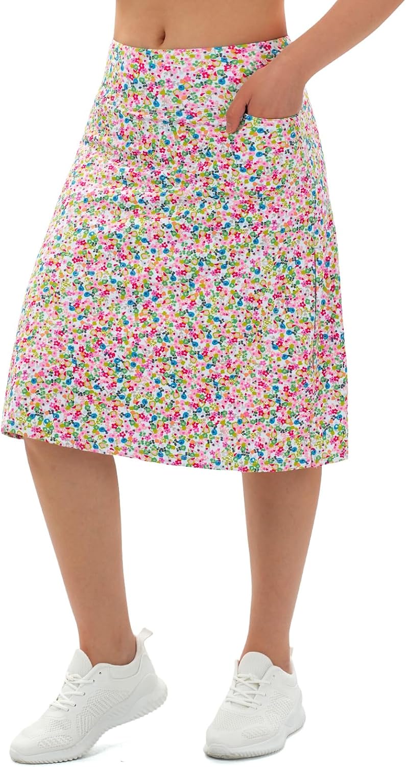 Women's Midi Length Skorts with 3 Pockets for Activewear