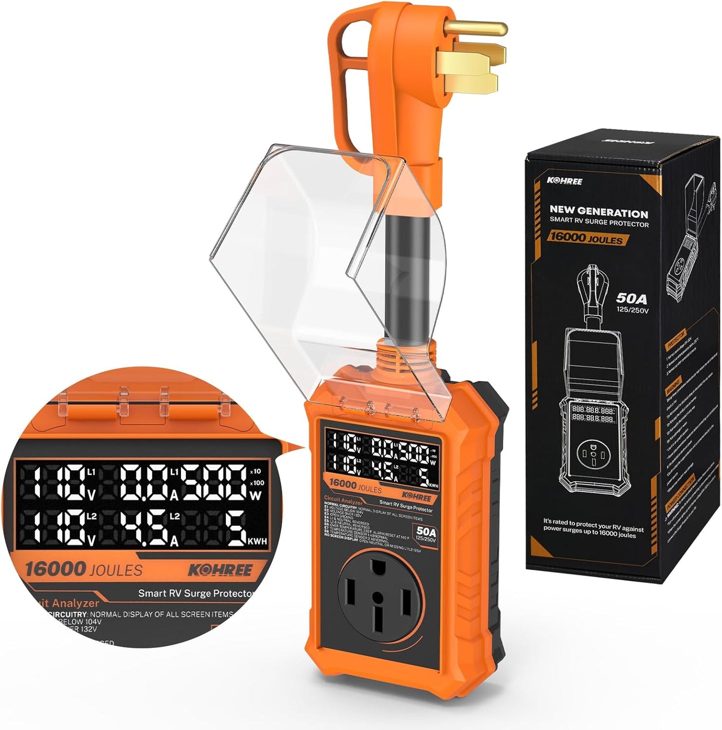 Kohree RV Surge Protector 50 Amp with LED Display for Safety