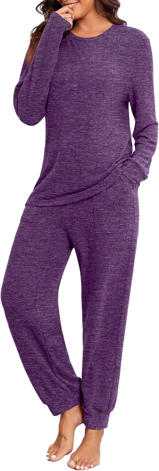 PrinStory Womens Pajama Sets Long Sleeve Soft Pjs for Comfort