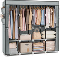 67 in Wide Grey Portable Closet for Hanging Clothes - Large Capacity