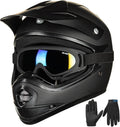 Youth Motocross Helmet Matte Black (Size S) - Goggles & Gloves