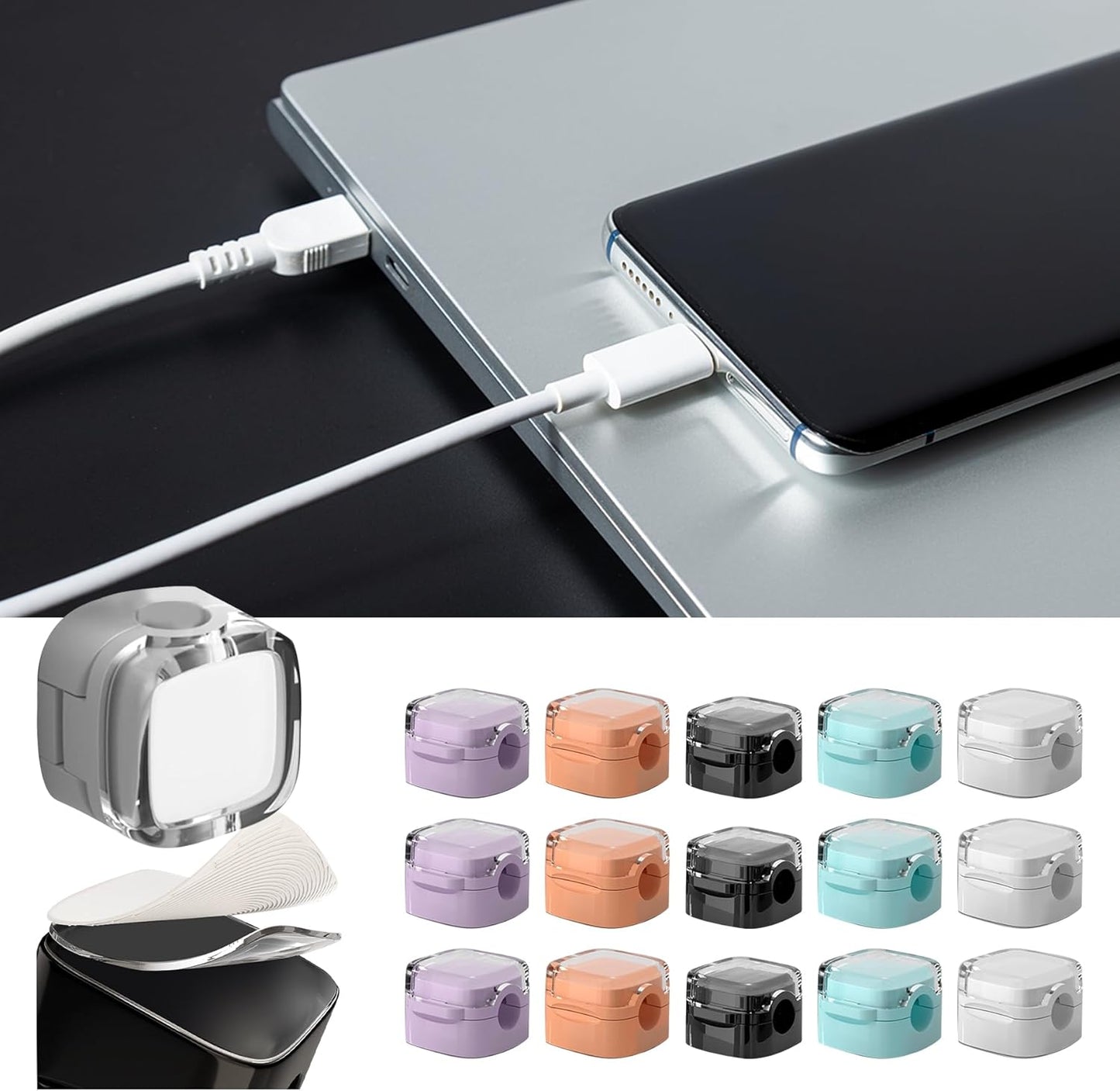 15-pack Magnetic Cable Clip Organizer - Samramra