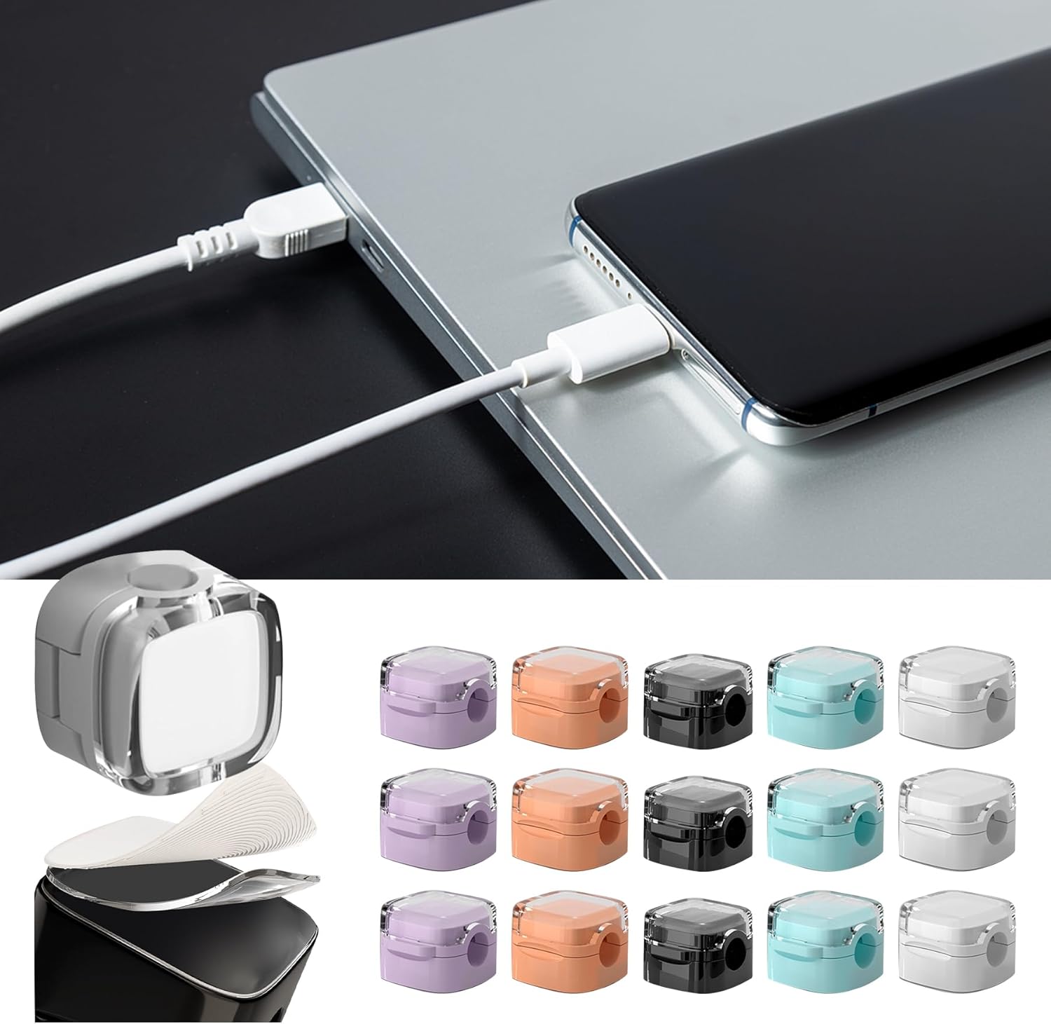 15-pack Magnetic Cable Clip Organizer - Samramra