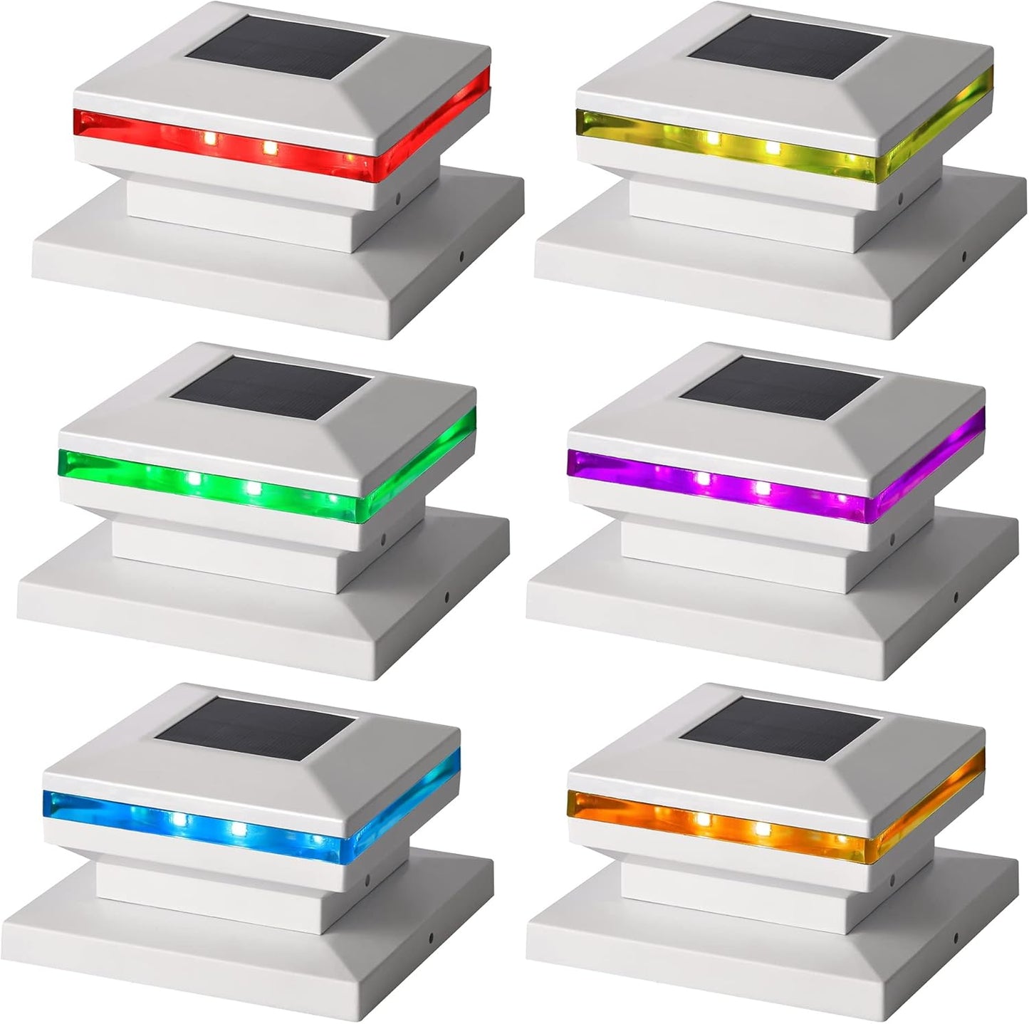 MAGGIFT Solar Post Lights Outdoor - RGB Color Changing Caps