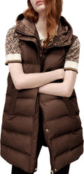 SCUSTY Womens Long Puffer Vest Sleeveless Coat with Detachable Hood
