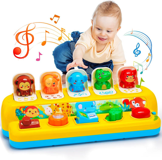 Musical Light-Up Pop-Up Animal Toy for 1-Year-Olds