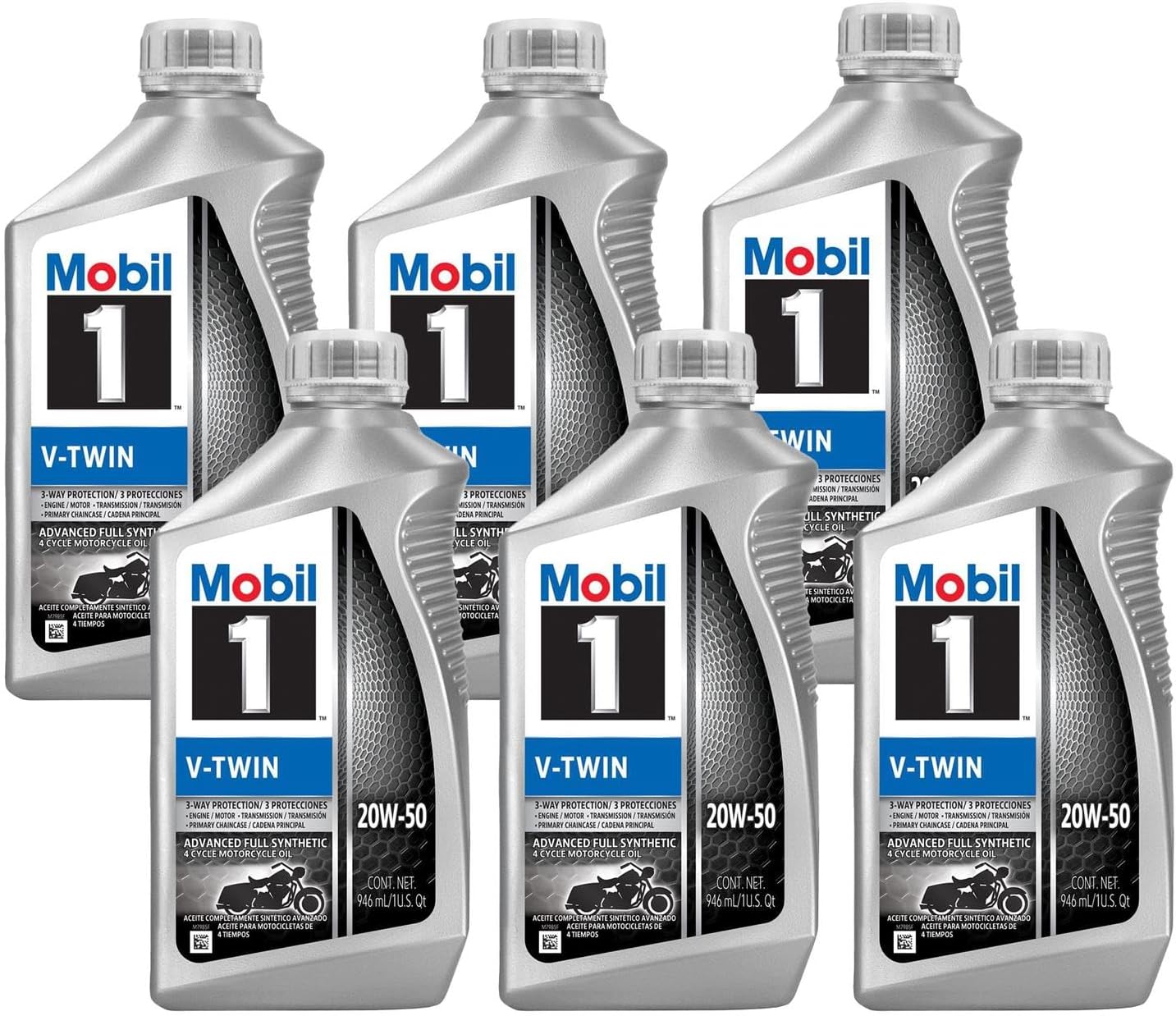 Mobil 1 V-Twin 20 W50 Oil for Motorcycles - Pack of 6 Quarts