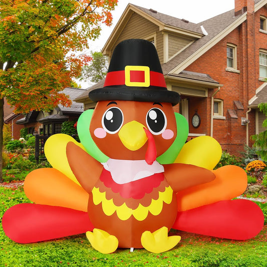 7 FT Long Thanksgiving Inflatables Baby Turkeys for Outdoor Fun