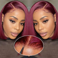 Bob Wig Human Hair 99J Burgundy 14in 9x6 HD Lace Front - Glueless Bob