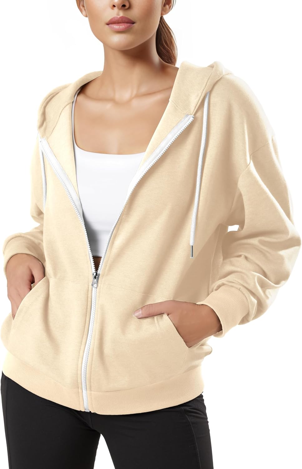 GIVON Women's Lightweight Zip-Up Hoodie with Pockets - Comfortable All-day Wear