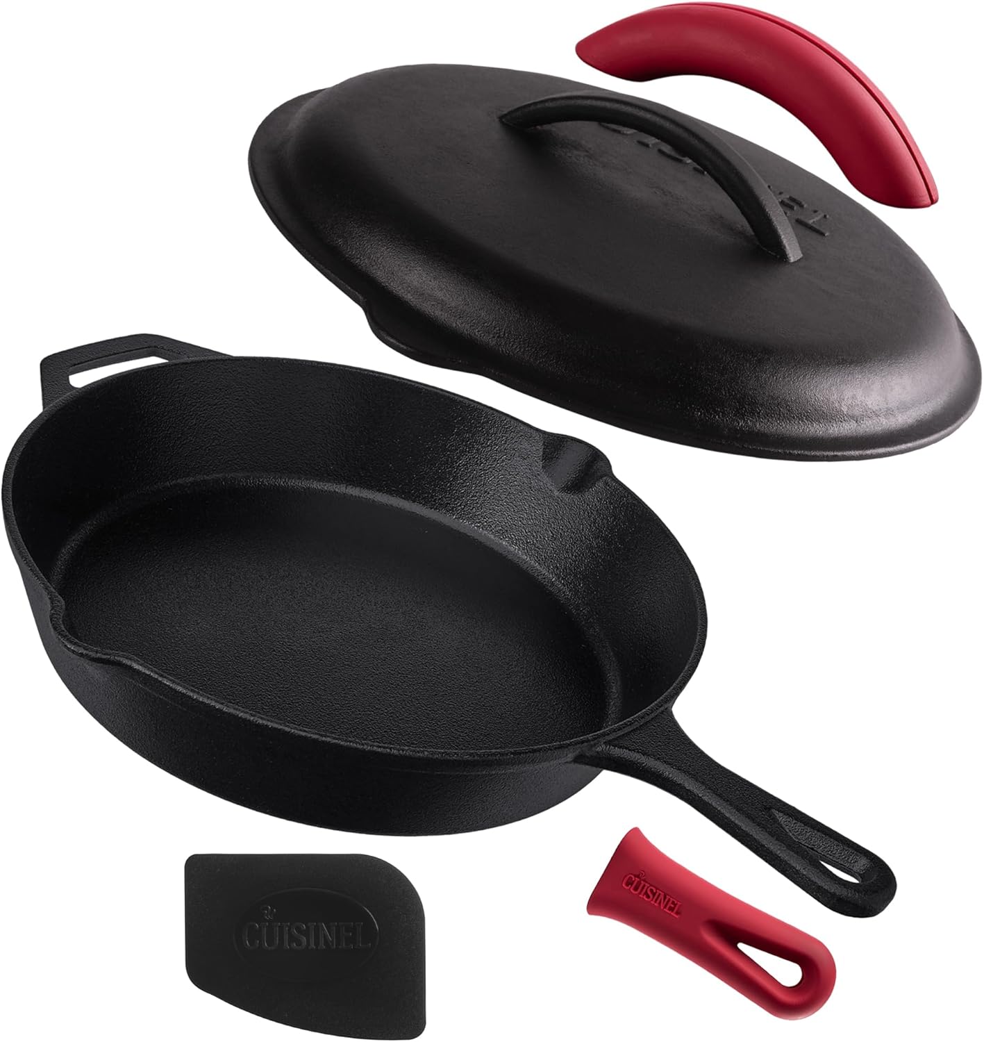 Cuisinel Cast Iron Skillet with Lid - 12-inch Frying Pan Set