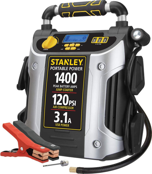 STANLEY J7C09D Jump Starter: 1400 Peak Amps, Portable Power & Air Compressor