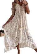 CUPSHE Women's Beige Lace Tassel Maxi Dress - Flowy Summer Staple