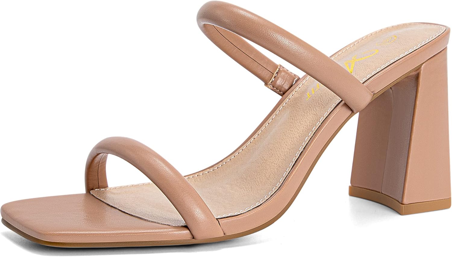 Stylish Square Open Toe Two Strap Heeled Sandals for Women