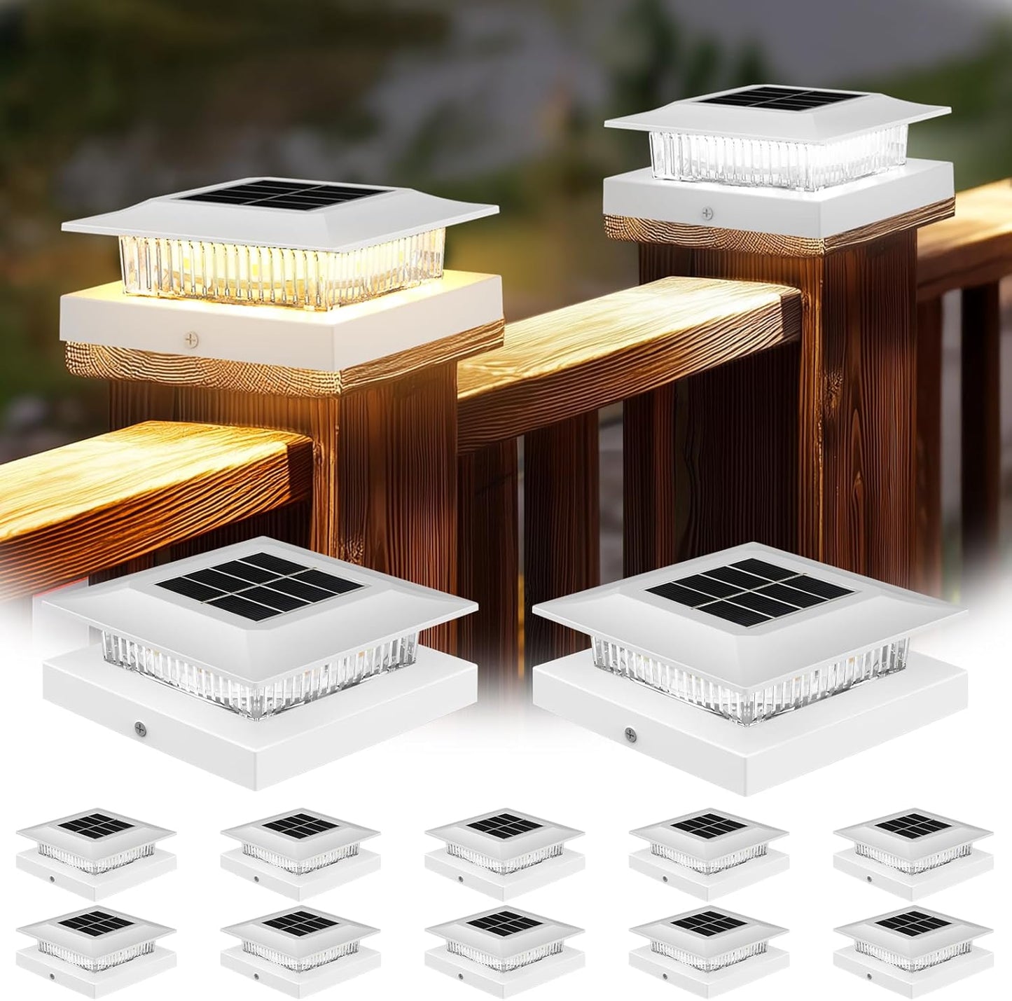 4x4 Solar Post Cap Lights - Waterproof Outdoor Deck Lighting