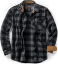 CQR Men's Long Sleeve Heavyweight Fleece Plaid Shirt - Warm Casual is