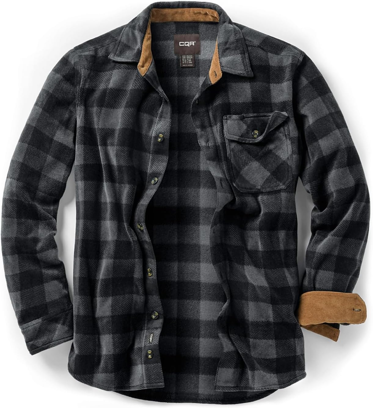 CQR Men's Long Sleeve Heavyweight Fleece Shirts for Comfort