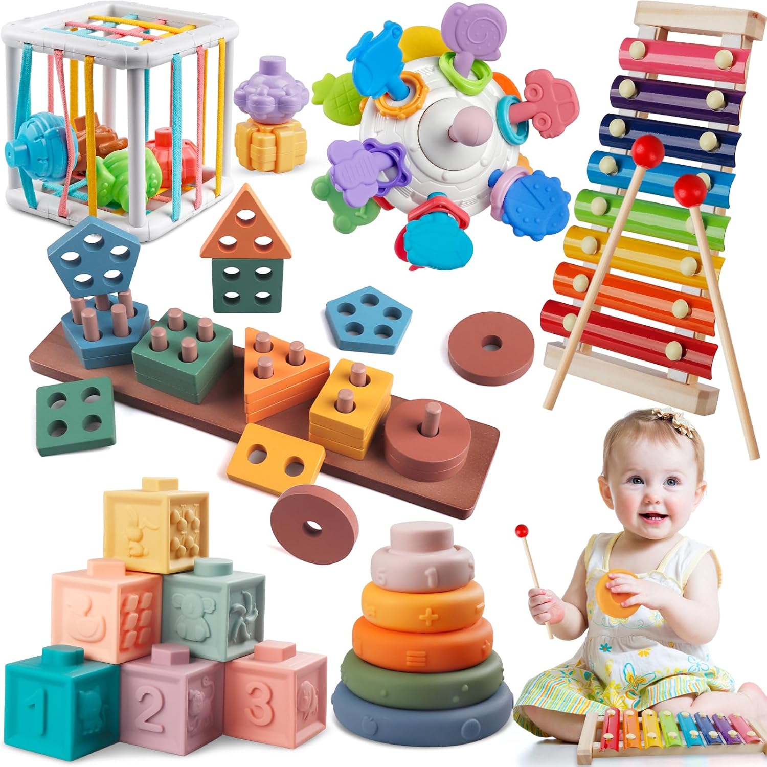 Montessori Baby Toys: 6-in-1 Sensory Fun!
