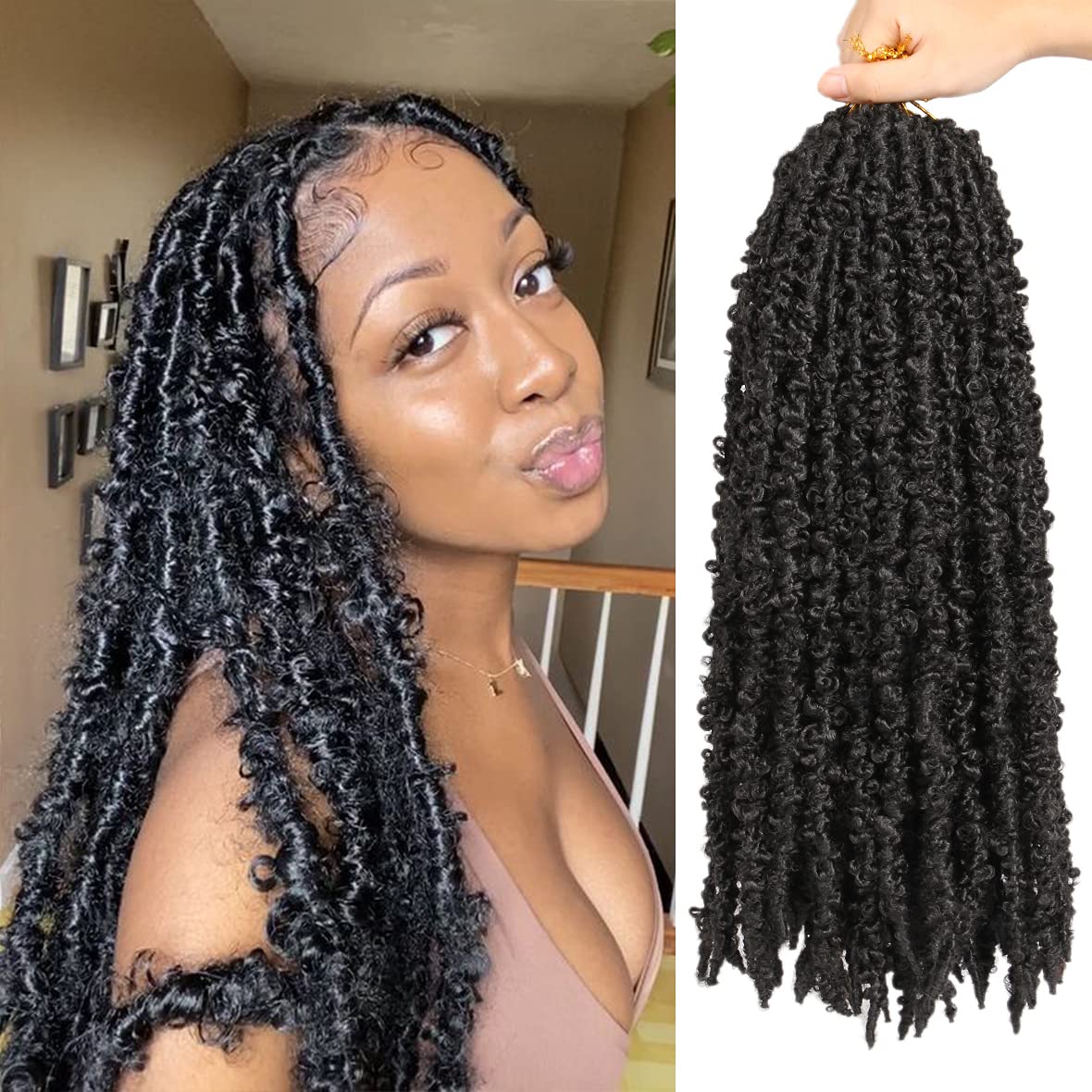 ZRQ Butterfly Locs Crochet Hair 18 Inch for Natural Style