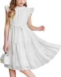 Tween Girls Summer Dress Ruffle Sleeve A Line - Elegant Twirl