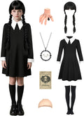 Kids Black Dress Costume for 3-14 Years Girls with Wig - Complete Set