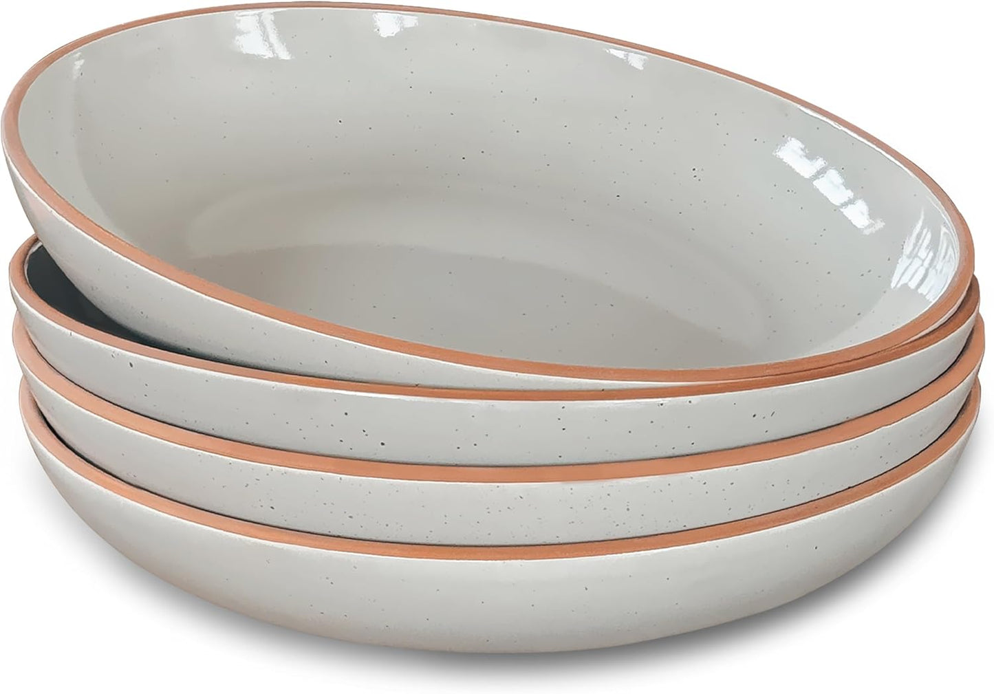 Mora Ceramic Large Pasta Bowls Set of 4 - Modern Dinnerware