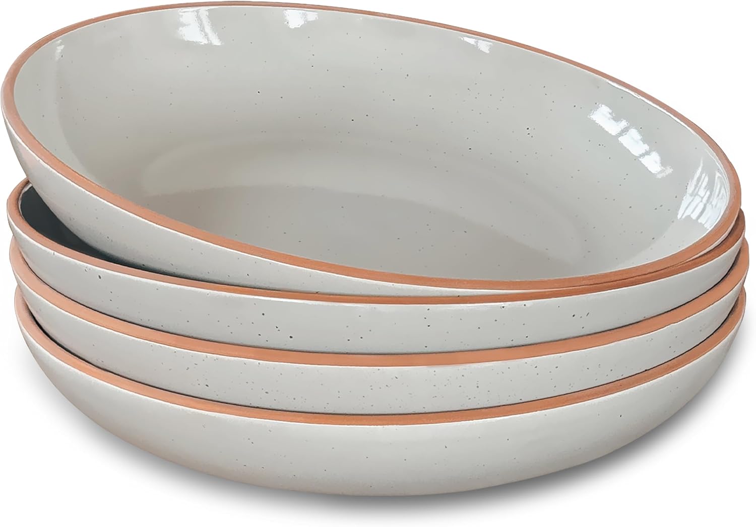 Mora Ceramic Large Pasta Bowls Set of 4 - Modern Dinnerware