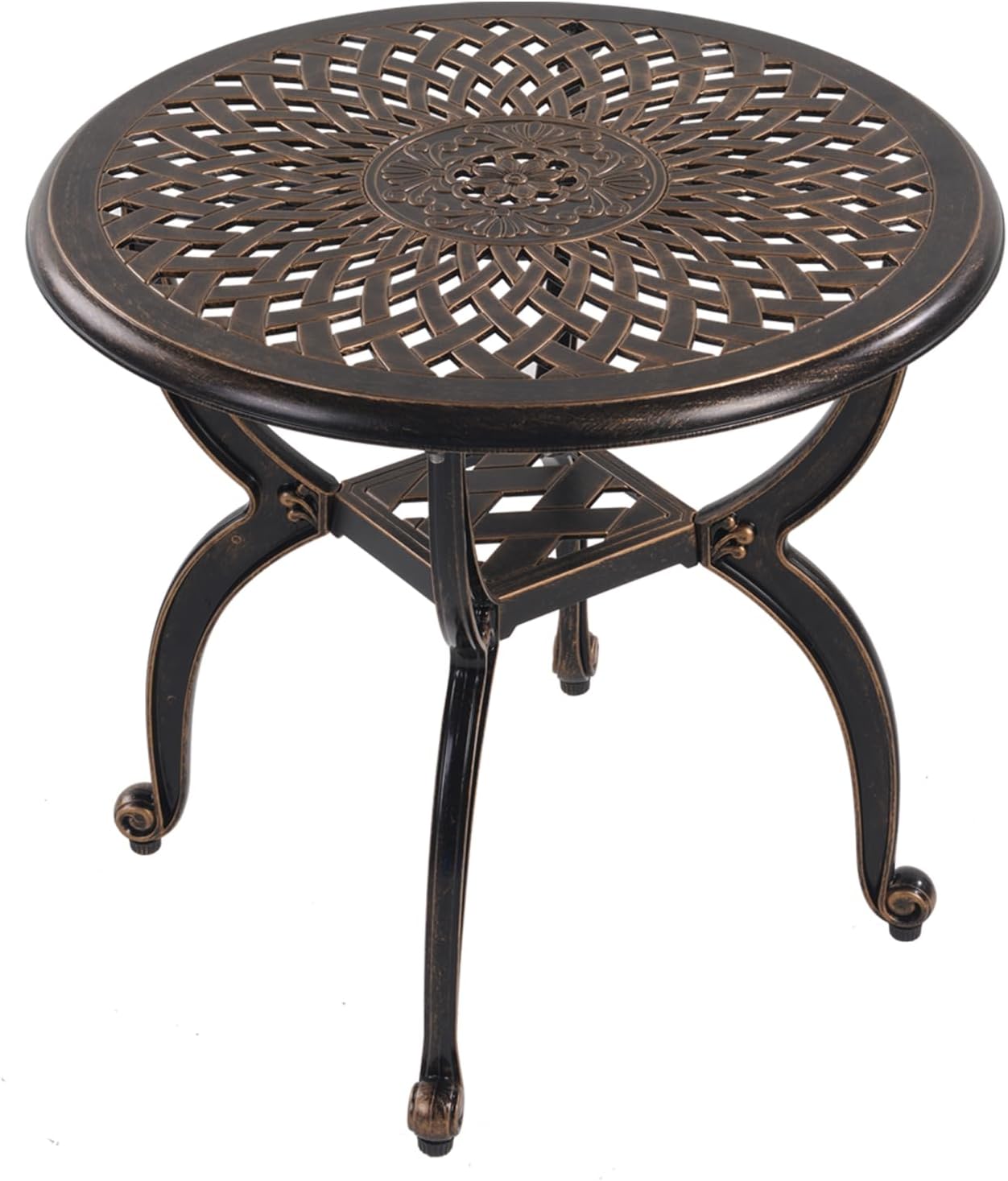 Cast Aluminum Outdoor Side Table for Patio and Garden Use