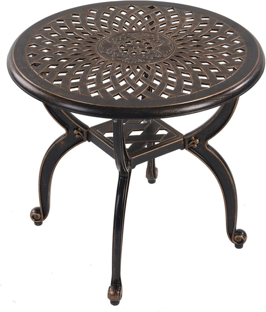 Cast Aluminum Outdoor Side Table for Patio and Garden Use