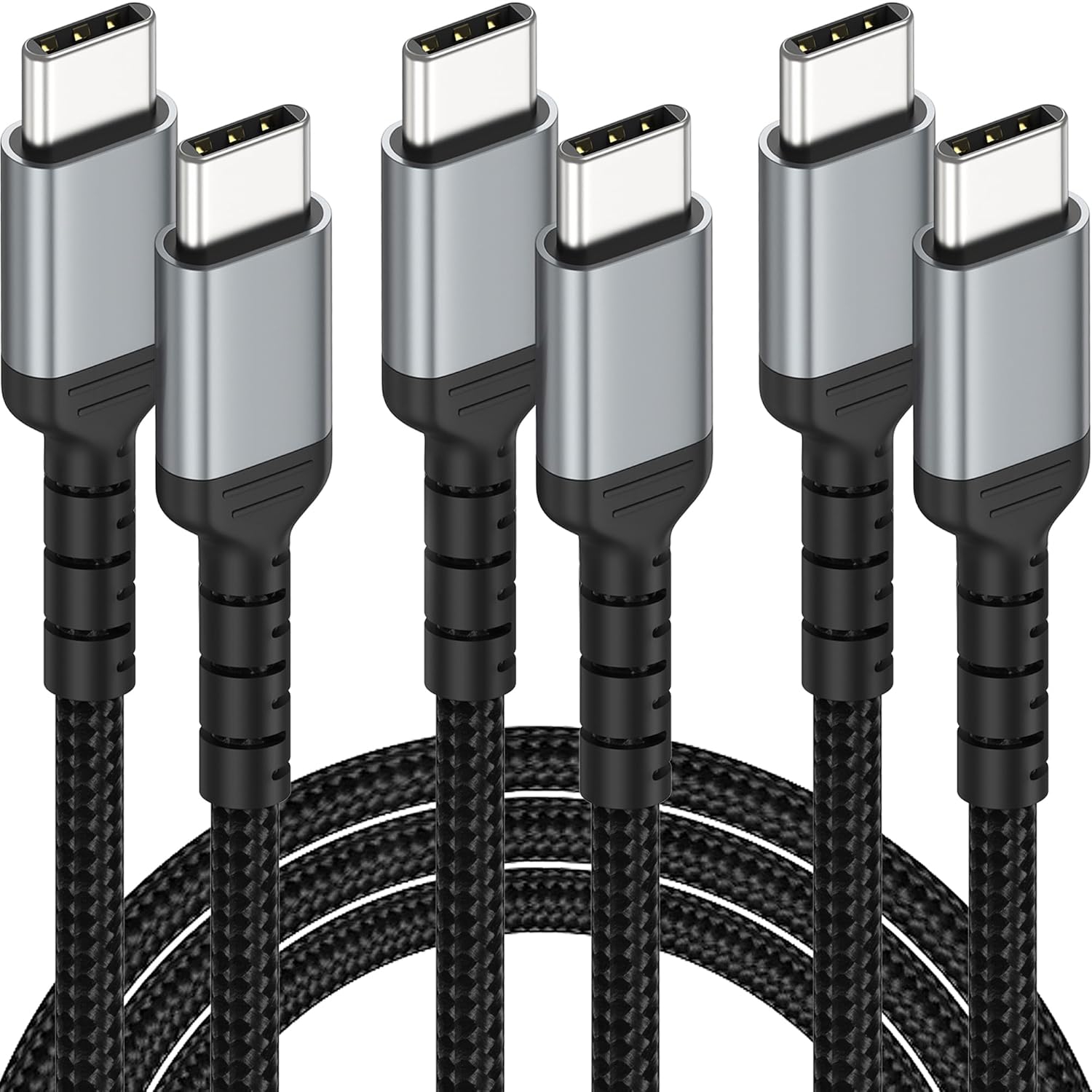 Fast Charge 2m USB-C Cable 3 Pack, PD 60W/3A, iPhone 15 Samsung S23