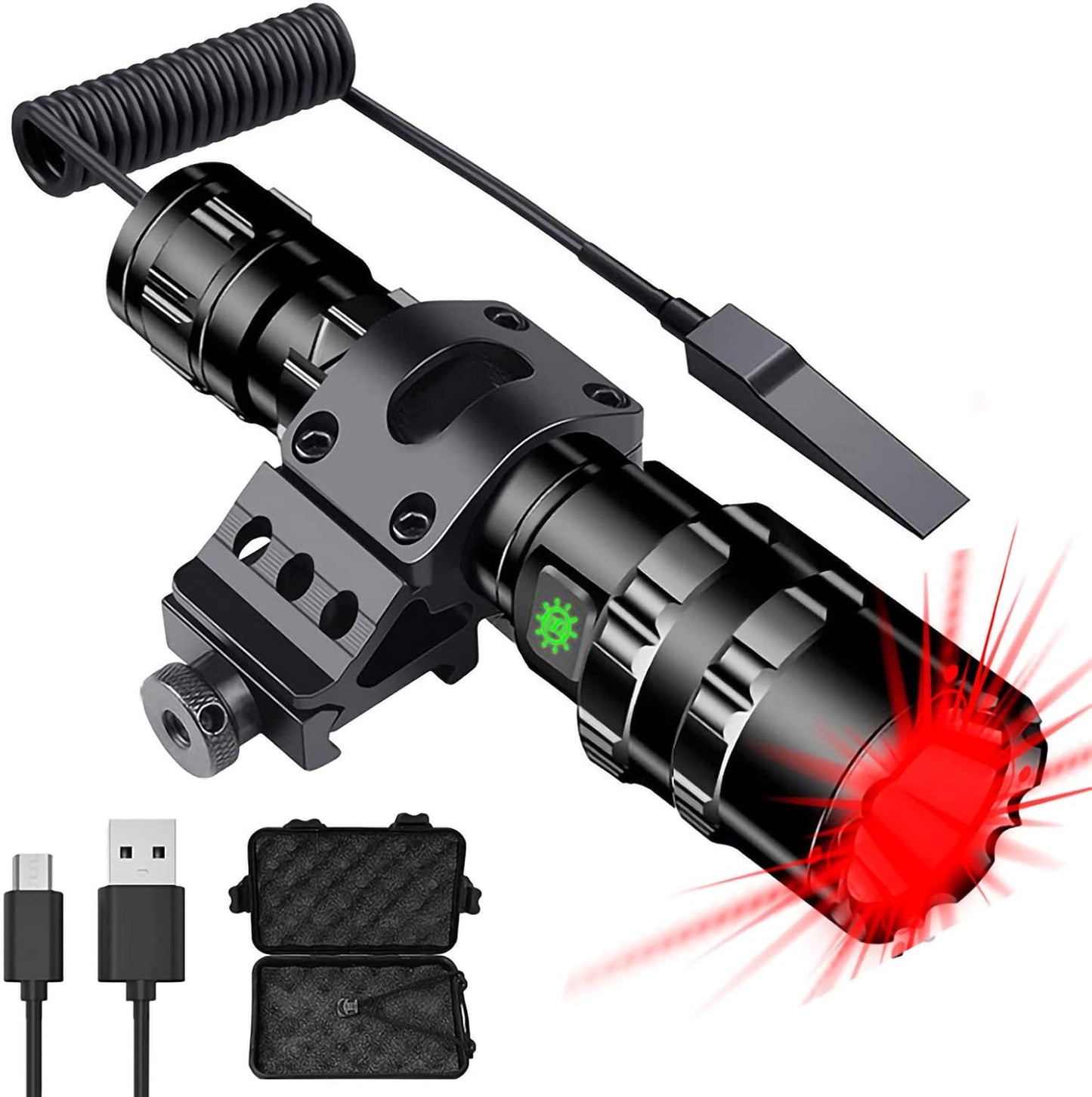 WINDFIRE Red Light Tactical Flashlight 1200 Lumens for Hunting