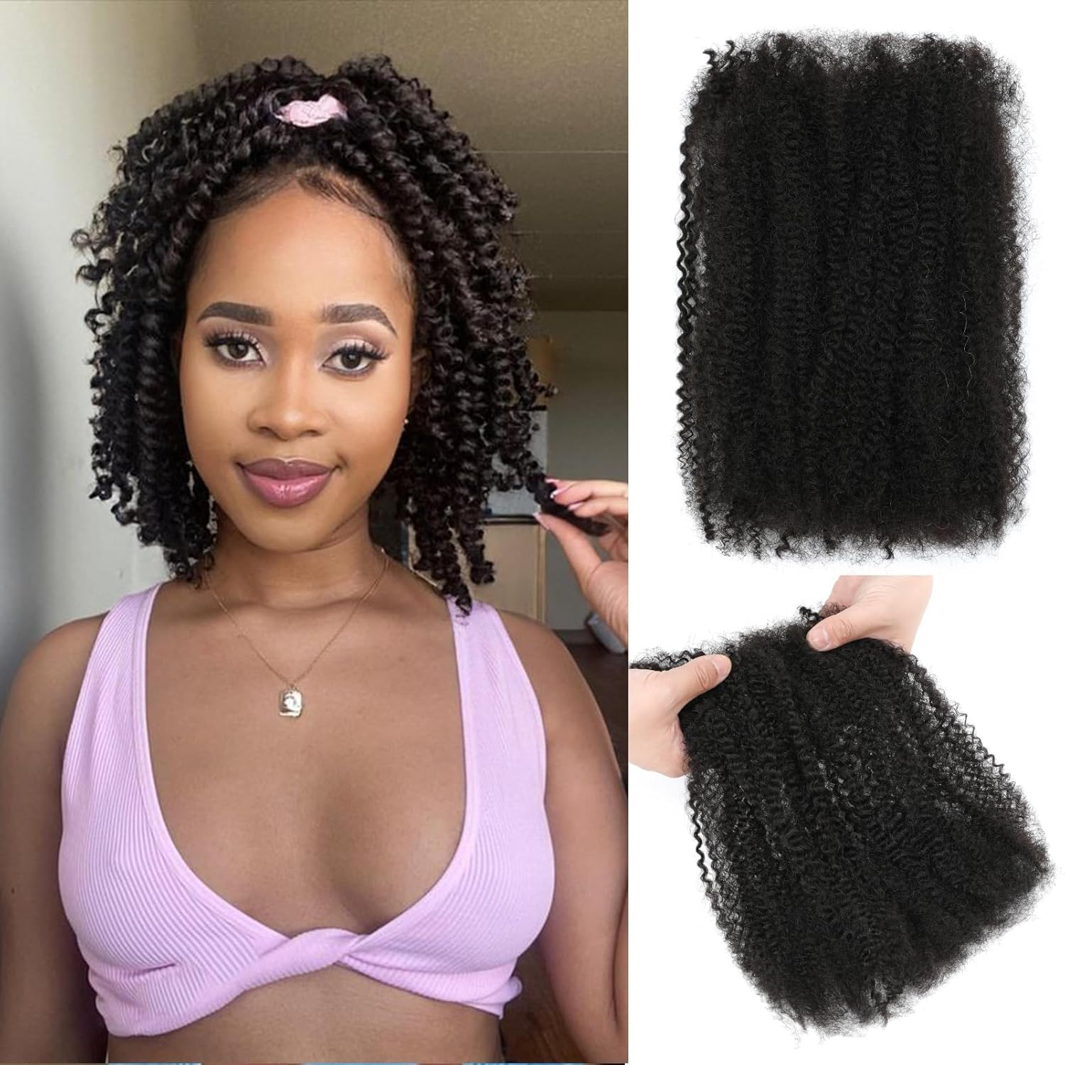 Afro Kinkys Bulk Human Hair for Micro Locs and Twists 14 Inch