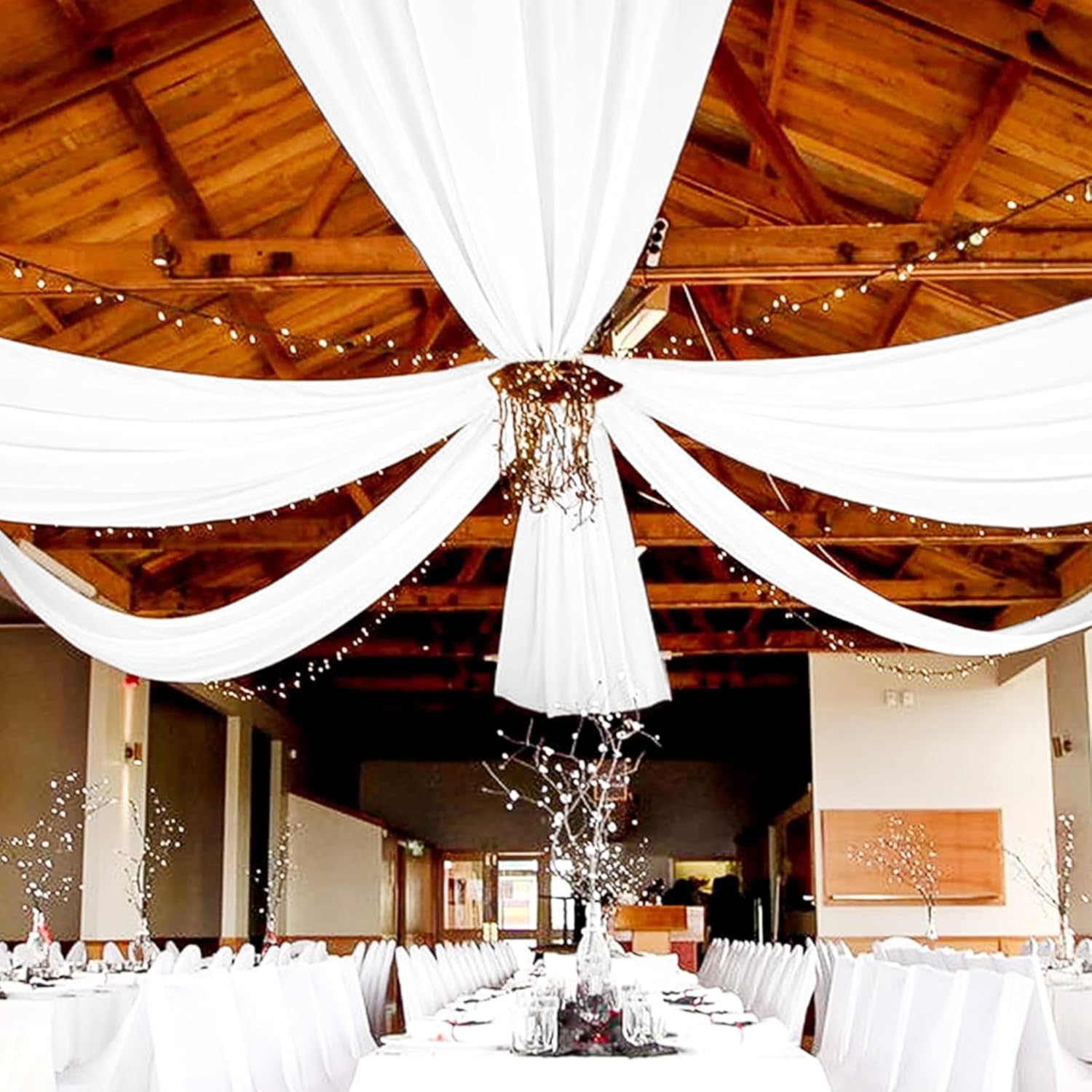 4 Panels White Ceiling Drapes for Stunning Wedding Decorations