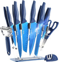 Blue Kitchen Knife Set with Block - 16pc Professional Knife Set