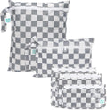 Waterproof Wet Bag and Clear Travel Bags - Wet/Dry 5 Pack - Gray Check