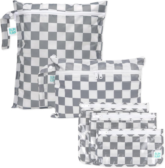 Bumkins Waterproof Wet Bag Set for Travel, Baby, and Gym Use