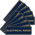 All Quality Standard Electrical Room Sign - Navy Blue/Gold 10 Pack