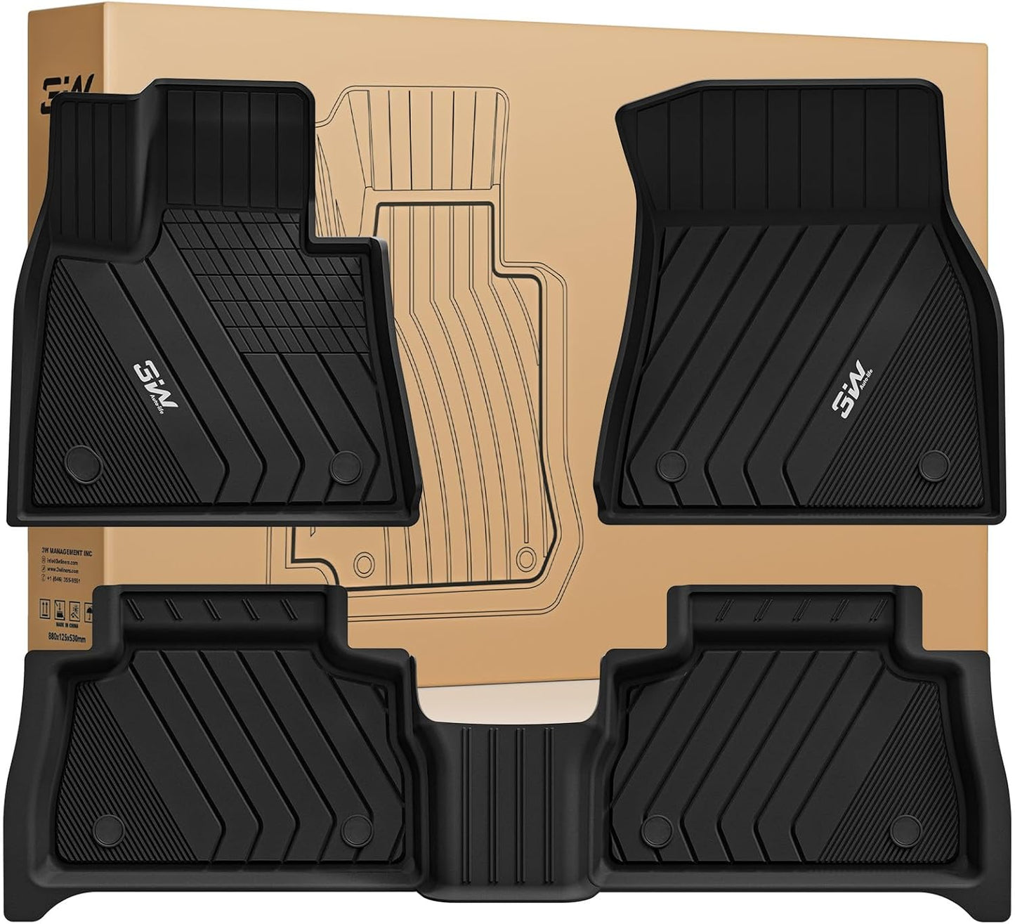 3W BMW X6 Floor Mats for 2020-2026 All-Weather Protection