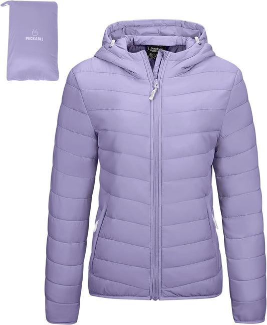 Packable Lightweight Full-Zip Puffer Jacket for Women