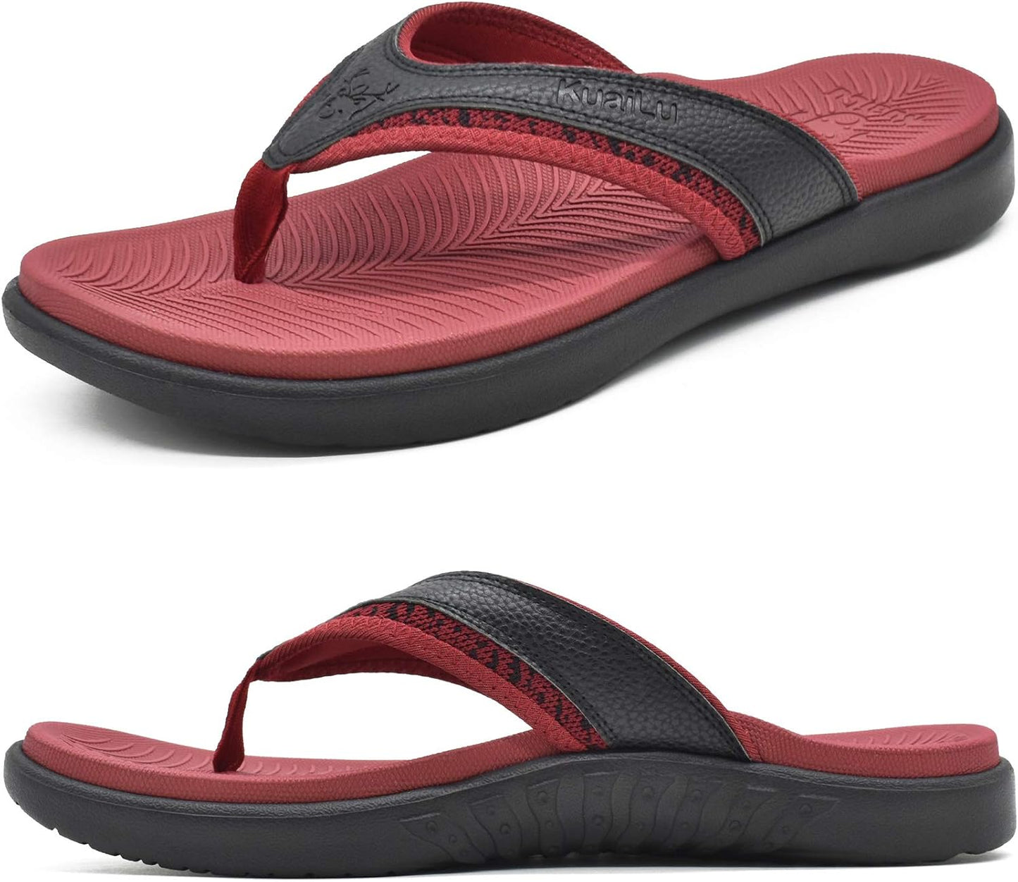 KuaiLu Mens Sport Flip Flops with Comfort Arch Support
