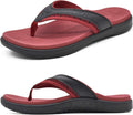 Mens Leather Sport Flip Flops with Orthotic Arch Support - Comfort
