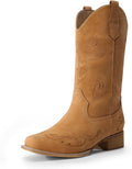 Women's Square Toe Cowboy Boots Mid Calf - Comfort for Dancing