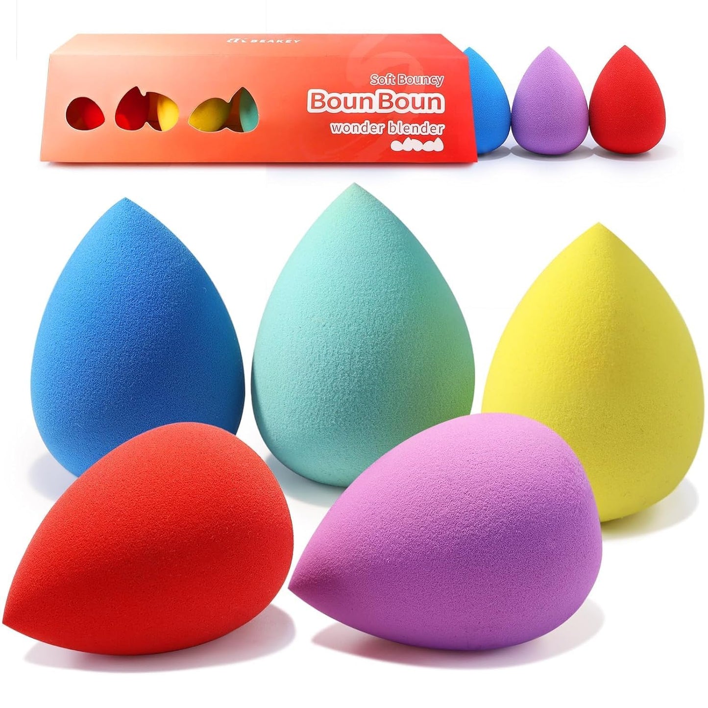 BEAKEY 5-Piece Latex-Free Beauty Sponge Set