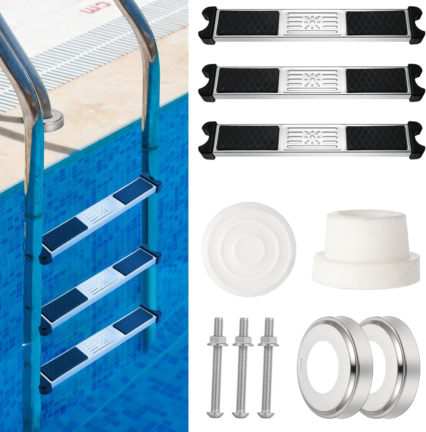 3 Pack Stainless Steel Swimming Pool Ladder Steps for Safety
