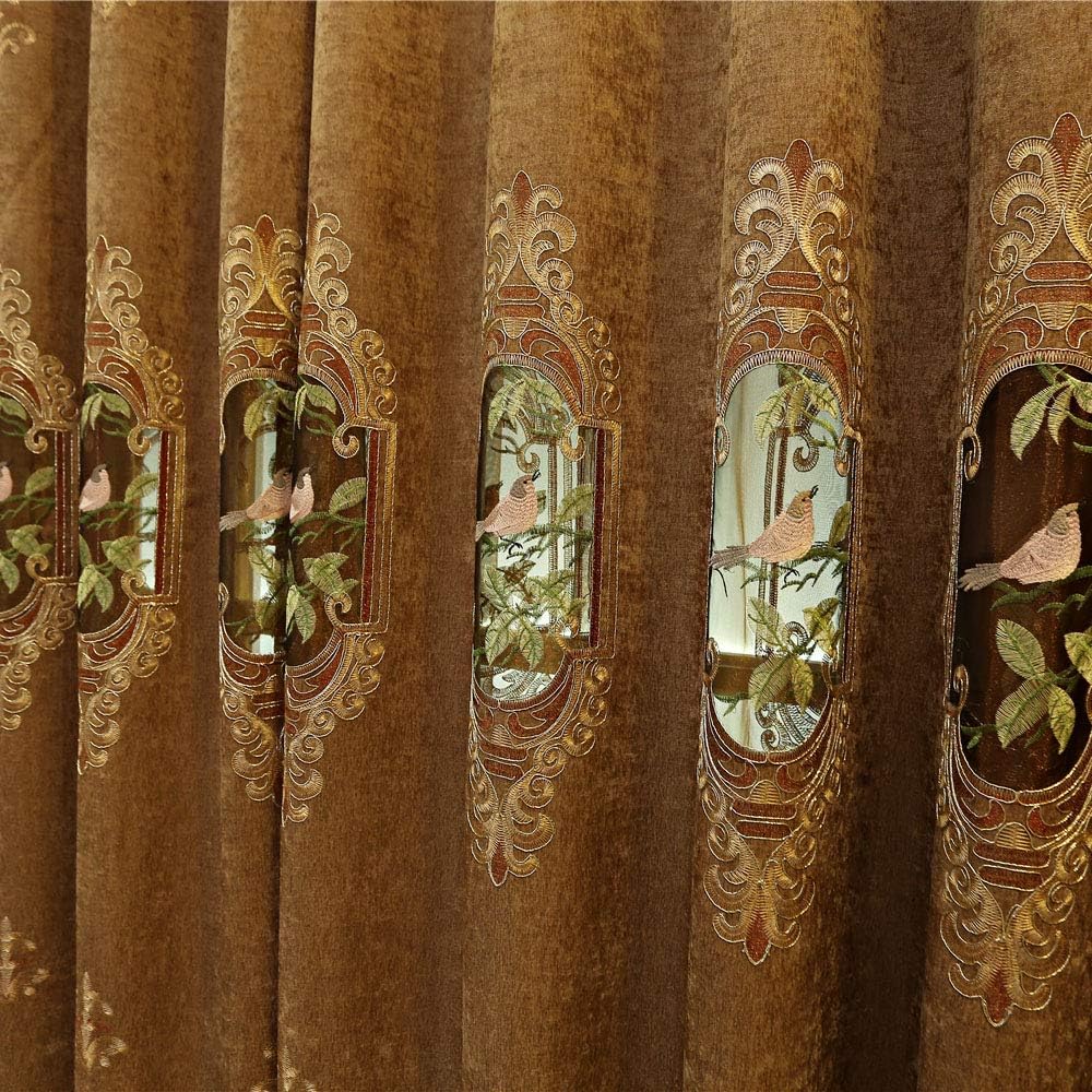 SLOW SOUL 80% Blackout Embroidered Bird Curtains