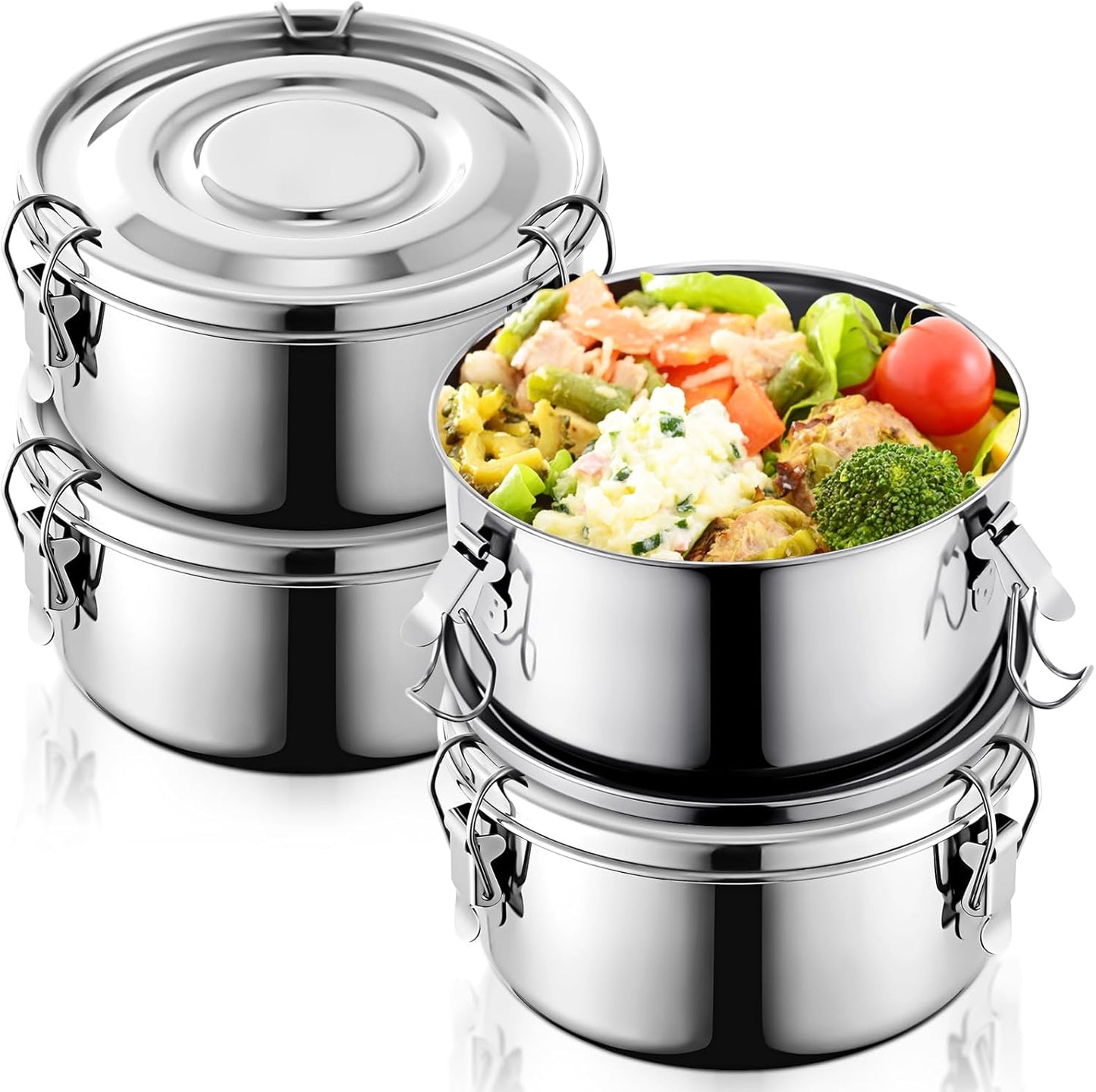 4 Pcs Stainless Steel Bento Box for Leak Proof Food Storage