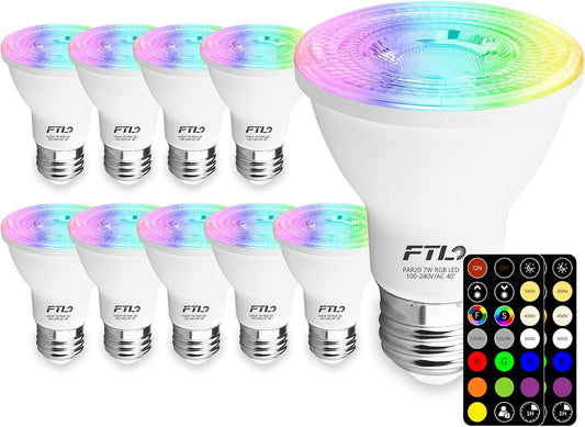 FTL PAR20 LED Bulbs Color Changing Light Bulbs with Remote Control