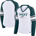 Fanatics NFL Redzone Blitz Raglan Lace-Up V-Neck Long Sleeve Tee High
