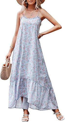 ANRABESS Womens Summer High Low Ruffle Maxi Dress for Beach